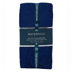WATERFORD Set of FOUR 20" x 20" Dreidel Blue Holiday Jacquard Designer Napkins